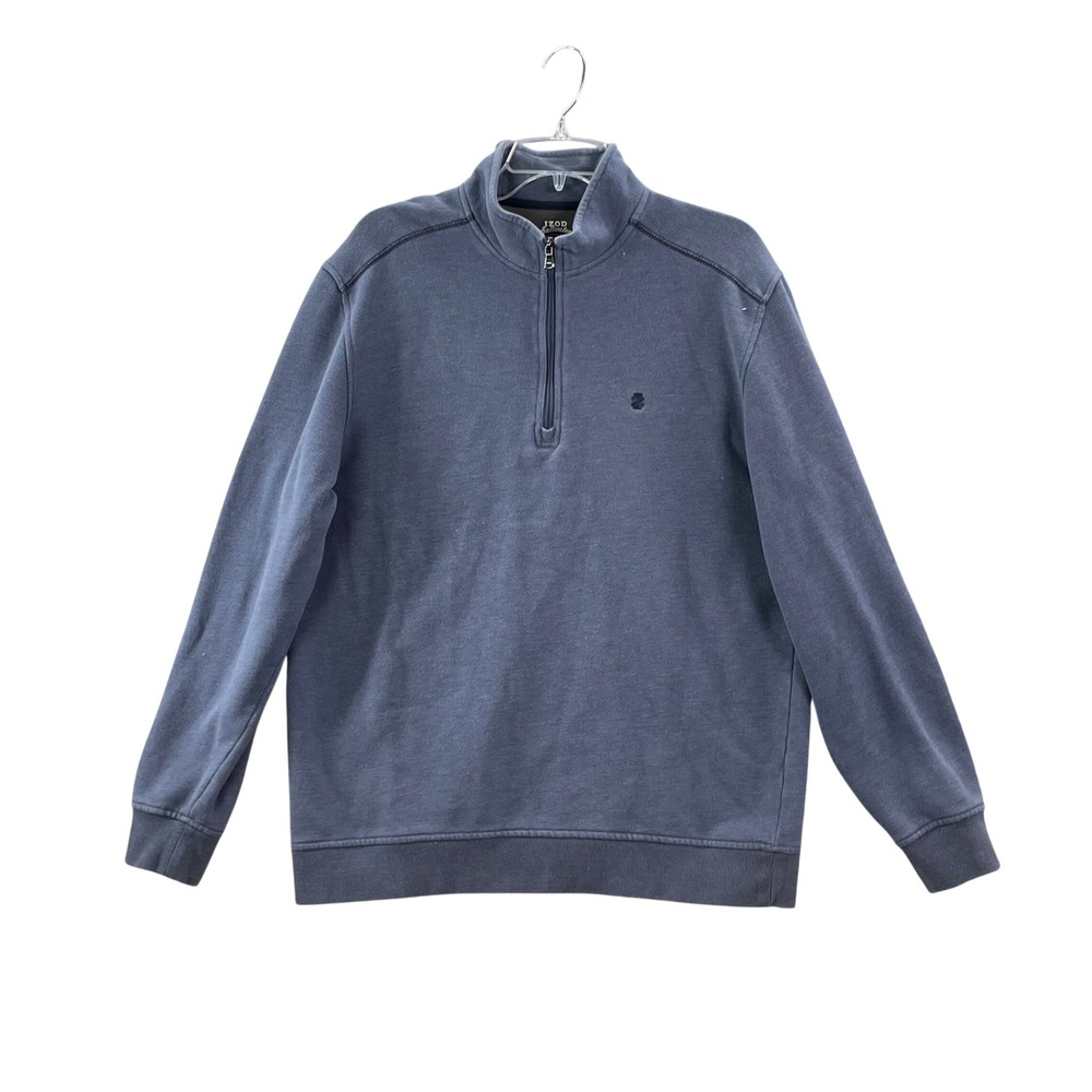 IZOD Quarter Zip Sweatshirt Mens Large Blue Saltwater Relaxed Classic Pullover